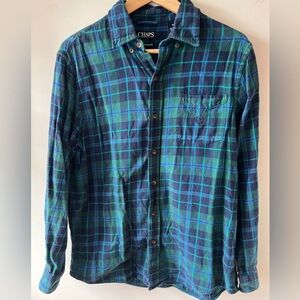 Chaps Casual Blue & Green Plaid Cotton Button Up Shirt M